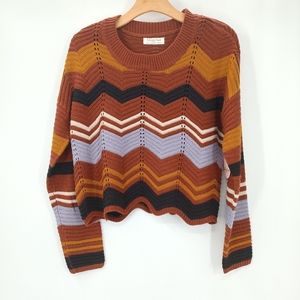 Full Circle Trends Sweaters | Full Circle Trends Chevon Print Sweater | Color: Brown/Purple | Size: L | Bossbandit's Closet